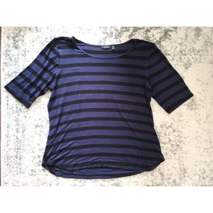 Apt. 9 Navy-Blue/Black Striped 3/4 Sleeve Blouse